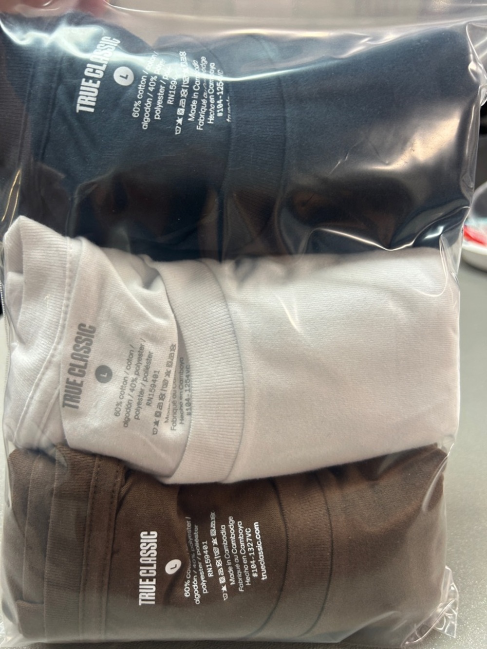 True Classic Men's Short Sleeve Crew T-Shirt Pack — Black, White, Brown